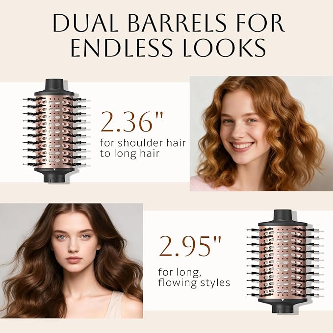 slopehill Hair Dryer Brush Blow Dryer, 6X High Speed Hot Air Blowout Brush with 2 Interchangeable Oval Brushes,1600W & 100000RPM Fast Drying, Straightening,Volumizing&Curling Hair,8 Modes Less Frizzy