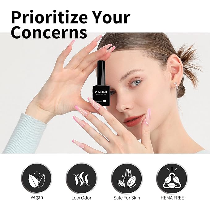 CANNI 2Pcs Hema-Free Black Gel Nail Polish Set- 2Pcs Black Colors Gel Polish Kit, Soak Off LED Nail Gel Manicure Kit DIY at Home Salon Gifts for Women Girls