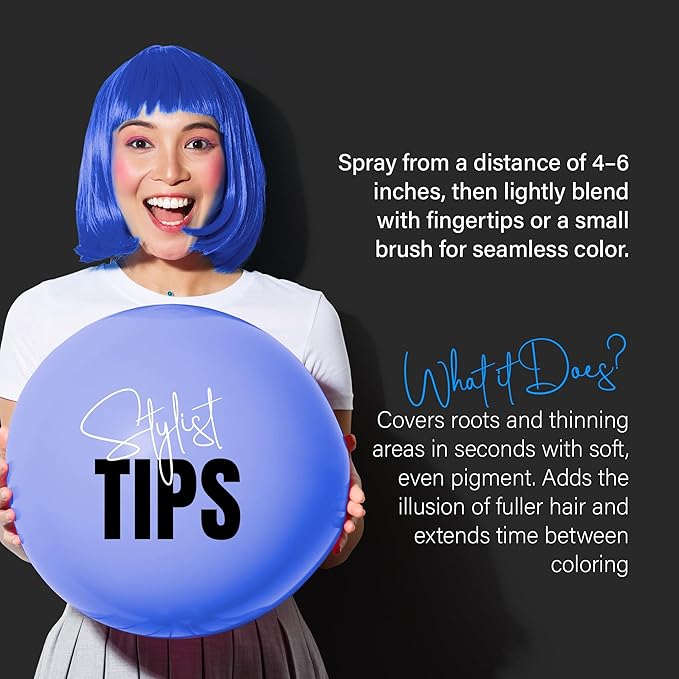 Herbishh Koloret Pastel Blue Hair Tint Spray (69g), Washable Temporary Color Mist for Light & Dark Strands, Quick-Dry, Non-Sticky, Travel-Friendly Root Touch Up for Women