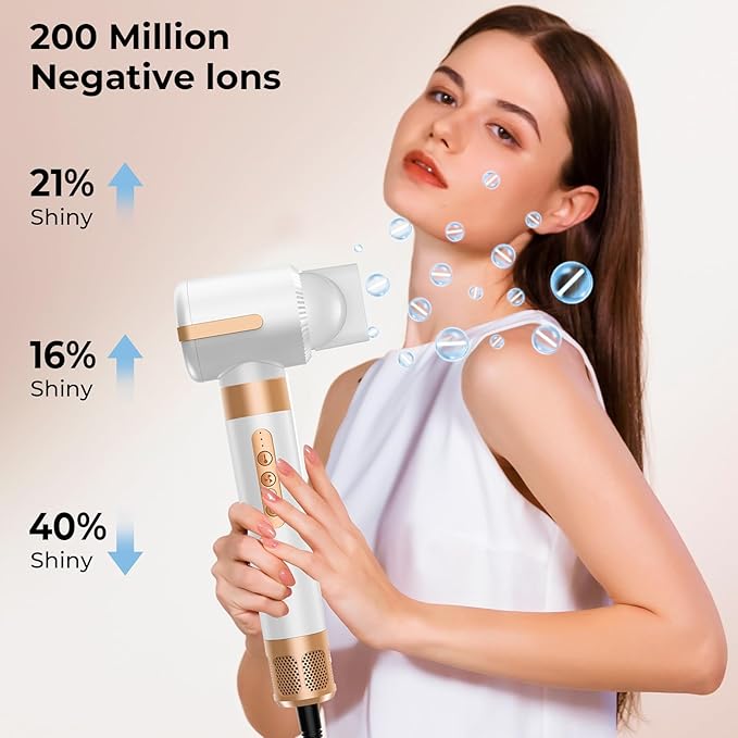 Hair Dryer Brush,Blow Dryer Brush with Attachments,110000 RPM Curly Twist 7 in One Air Style, Professional Ionic Hair Styling Tool, Left & Right Air Curler, Volumizer