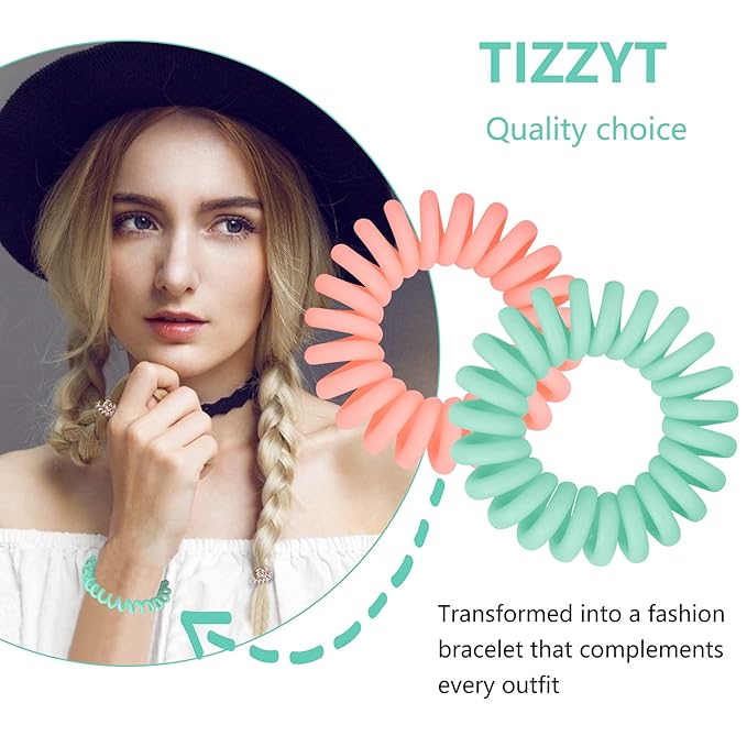 TIZZYT Basic Spiral Hair Ties, No Crease Hair Ties, 18 Count - Macaron Color