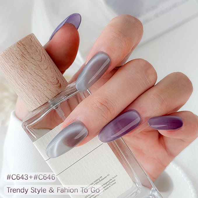 ROSALIND Cat Eye Gel Nail Polish, 8 Color Jelly Gel Polish with Magnet Stick Magnetic Cateye Translucent Effect Sheer Glitter Collection Manicure Gifts for Women