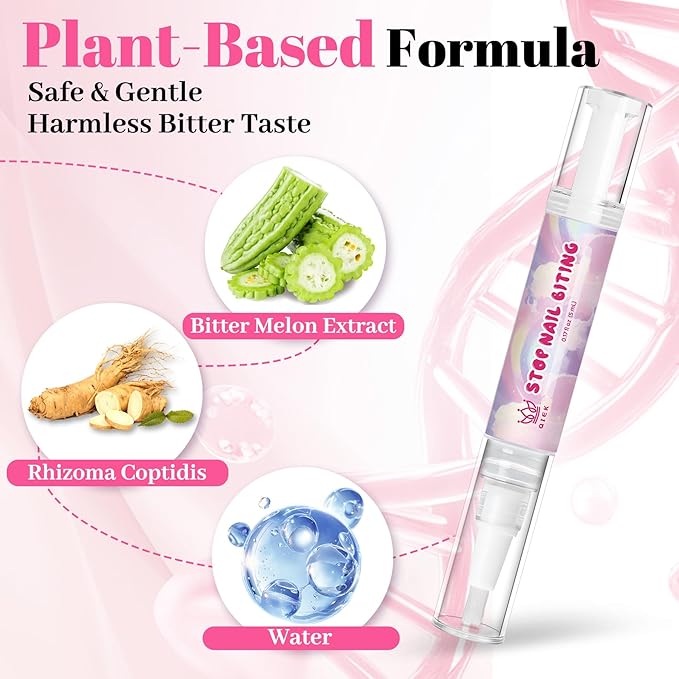 2 Packs Nail Biting Treatment for Kids Stop Biting Pens Prevention Thumb Sucking Deterrent Nail Polish Fast Dry Long Lasting Non Toxic Natural Nail Care Pen for Children Teens Adults Biters(10ML)