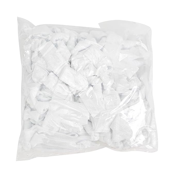 MEEDEE 100 Pack White No Crease Soft Ribbon Knotted Hair Ties - No Damage Ouchless Pony Tails & Yoga Bracelets for Women