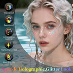 24pcs Christmas Glitter Makeup Patches-Holographic-Face Glitter, Sparkle Speckles Patches for Women, Body Temporary Tattoos,Cute Sparkling,Party Winter Festival Decorations
