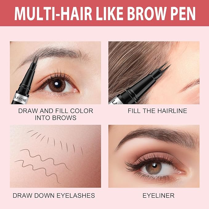 Eyebrow Pencil, 2-in-1 Waterproof Eyebrow Pen, with 2 Tip Microblading Eyebrow Pencil and Ultra-Precise Brow Pencil, with Eyebrow Brush, Eyebrow Pencils for Women, Natural Hair-Like Brows - Ash Brown