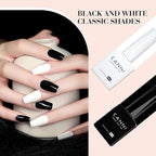 CANNI 2Pcs Hema-Free Black White Gel Nail Polish Set- Black and White Gel Polish Kit, Soak Off LED Nail Gel Manicure Kit DIY at Home Salon Gifts for Women Girls