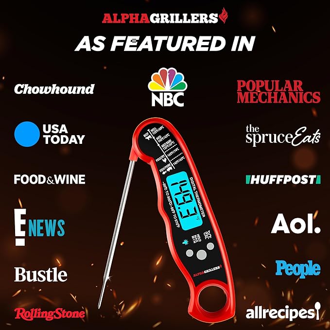 Alpha Grillers Meat Thermometer Digital - Instant Read Food Thermometer for Cooking and Grilling Stocking Stuffers for Men Gifts for Men