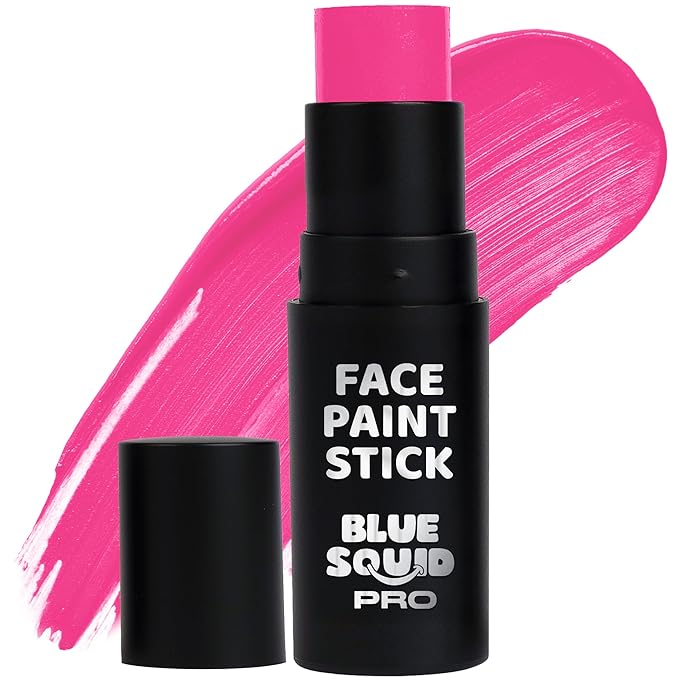 Blue Squid PRO Pink Face Paint Stick - Waterproof Body Paint For Adults & Kids Eye Black Baseball, Eyeblack Softball - Vegan Hypoallergenic Twist-Up Non-Toxic Makeup Stick - Cosplay, Sports & SFX