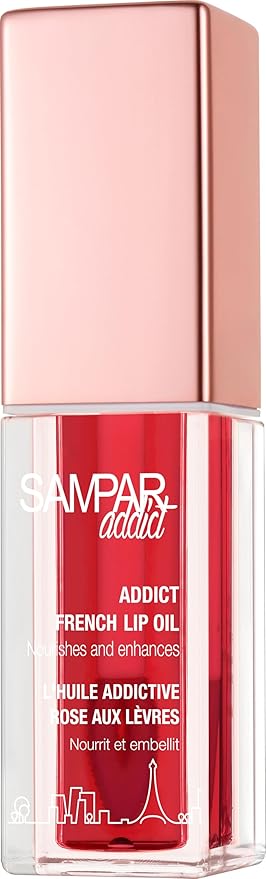 Sampar French Lip Oil - Hibiscus Flavor - 0.15fl oz - Nourishing Lip Care - Hydrating & Glossy Finish - Soothes Dry Lips - High Shine Lip Oil - Soft & Smooth Lips - for Lip Moisturization