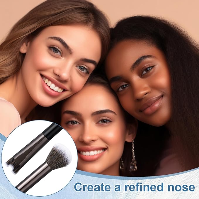 2-In-1 U-Shaped Nose Contour Brush, Contour Nose Brush, Nose Contouring Brushes, Contours Brushes for Makeup (Black,1 Pcs)