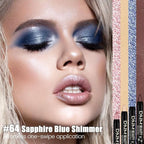 evpct Blue Shimmer Cream Eye Shadow Sticks Brightener Pencils for Women, Shimmery Blue Silky Eyeshadow Applicator Stick Pen Waterproof, Blendable Crease-Proof Stick Eyeshadow Shimmer Eye Makeup 64