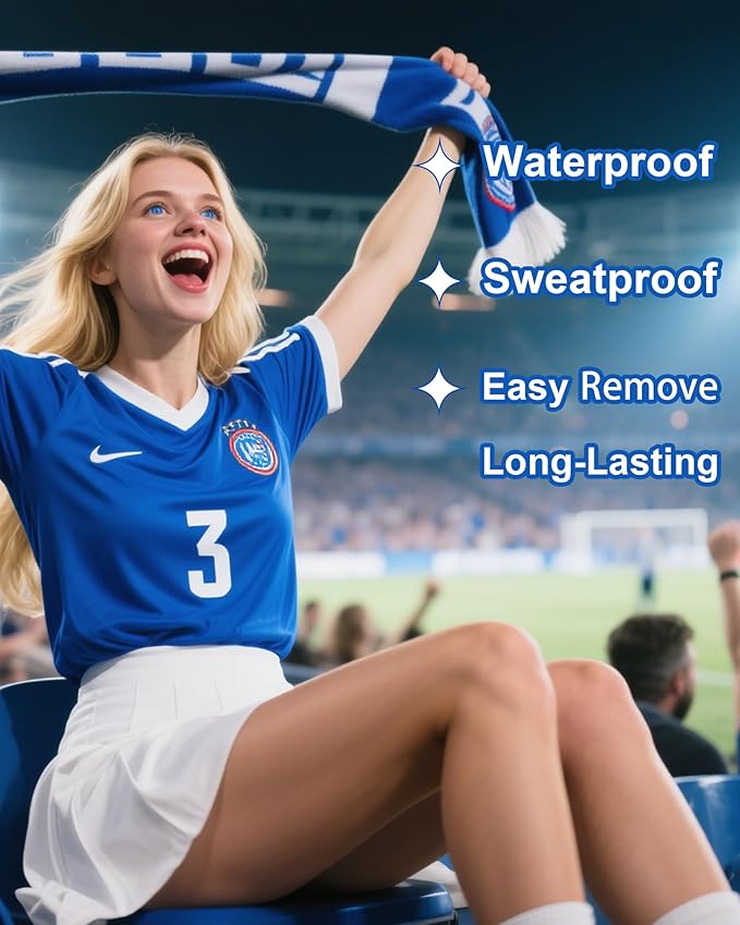 Blue Face Glitter - Waterproof and Long-Lasting Body Glitter Speckles, Sparkle Makeup Patches for Festivals and Parties (BLUE - 8 Sheets)