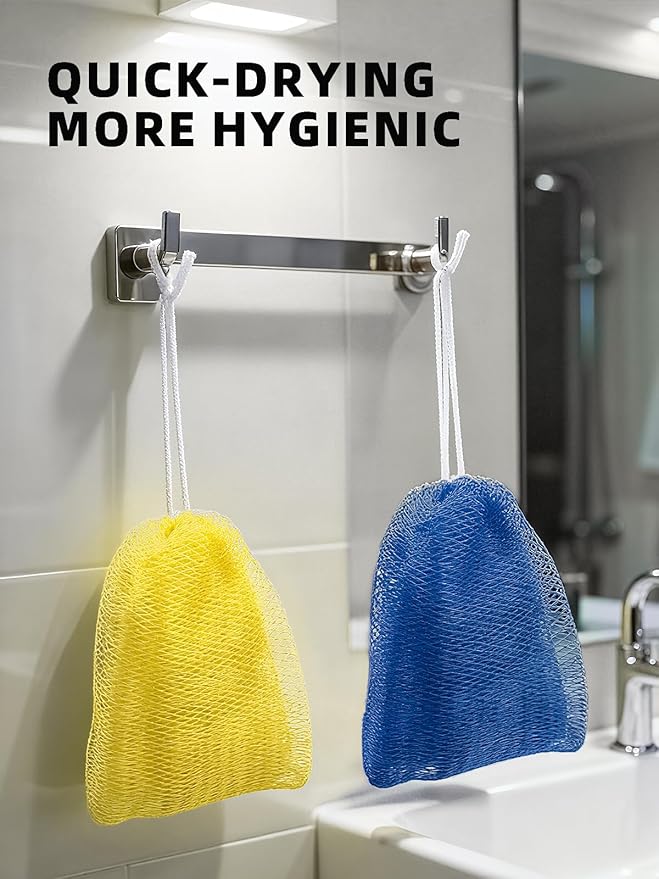 2Pcs African Net Sponge Authentic with Knots - Exfoliating Body Scrubber for All Skin Types, African Bath Sponge, Wash Cloth, Gentle Exfoliation Shower Rag for Women Daily Use