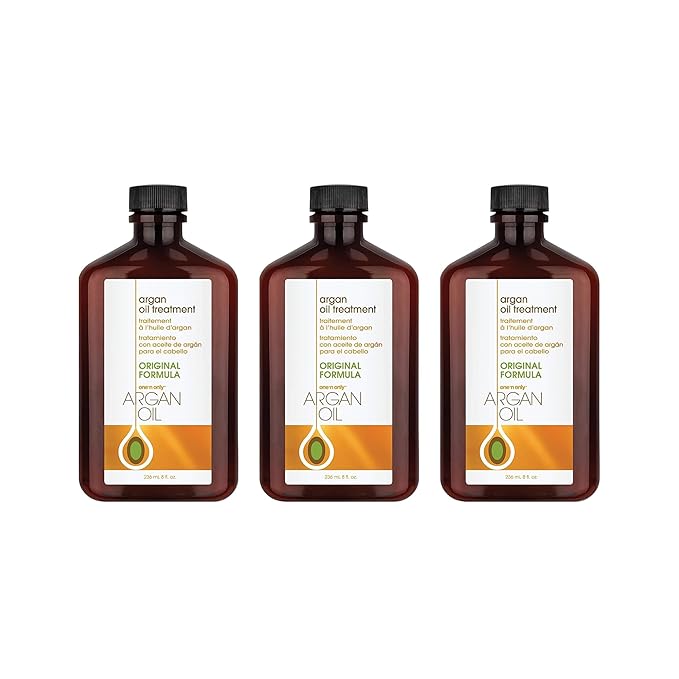 One 'N Only Argan Oil Hair Treatment - Lightweight & Hydrating Hair Oil for Natural, Wigs & Extensions - Shine Enhancing, Heat Protectant & Frizz Control (8 oz, 3pk)