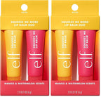 e.l.f. Squeeze Me More Lip Balm Duo, Moisturizing Balm For A Sheer Tint Of Color, Made With Hyaluronic Acid, Vegan & Cruelty-Free, Mango & Watermelon (Pack of 2)