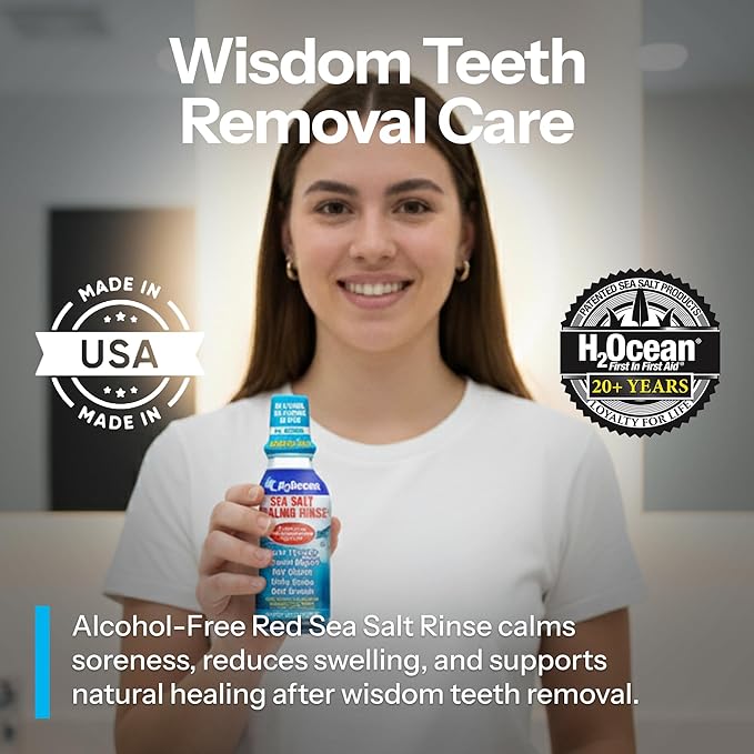 2 Pack H2Ocean Healing Rinse Mouthwash- Great Tasting Sea Salt & Xylitol Mouth Wash for Fresh Breath & Dry Mouth & Tonsil Stones - Alcohol & Fluoride Free - Arctic Ocean Mint, 16oz