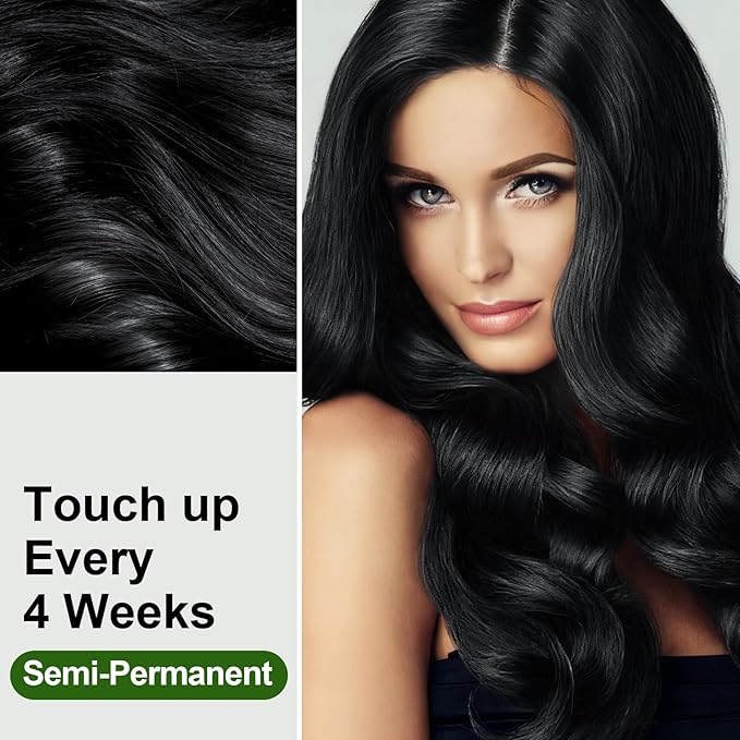 Limer Hair Dye Shampoo Natural Black, 3 in 1 Hair Color for Gray Coverage Men and Women, Herbal Ingredients Natural Shampoo Para Pintar el Cabello, Semi-Permanent Champu Para Canas(15.55fl oz/460ml)