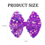 Velvet Sequin Hair Bows Elegant Purple Bow for Women Girls, 4in Glitter Handmade Hair Clips Alligator Clips Ponytail Holder Sparkly Hair Accessories for Helloween, Christmas, Birthday Party, Wedding