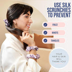 Blissy Silk Scrunchies (3 Pack) - 100% Pure Mulberry Silk - 22 Momme 6A High-Grade Fibers Scrunchie for Straight & Curly Hair - Preventing Breakage, Tangling, & Creasing (Lavender Regular)