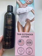 Tan Extender Daily Moisturizer - Best After Tanning Lotion w/Organic Oils and Hyaluronic Acid to Extend Your Tan from Sunless Tanner, Spray Tan, Sun or Tanning Bed 8.0 fl.oz.- Booklet included