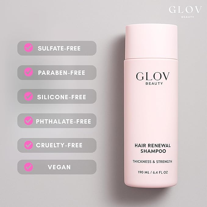 Glov Beauty Hair Renewal Shampoo – Purifying and Revitalizing Formula with Apple Stem Cells, Keratin Amino Acids, Argan Oil, Biotin & Green Tea – Gentle Daily Cleanser for All Hair Types