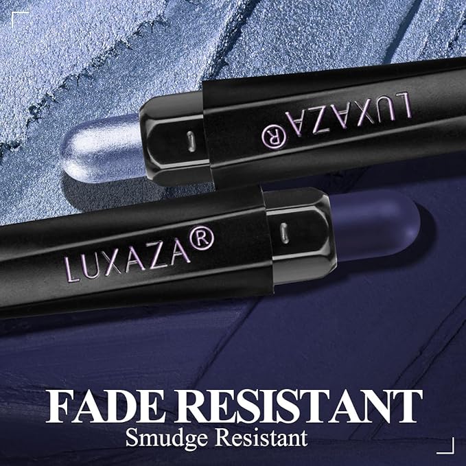 Blue Eyeshadow Stick Makeup 6PCS Set, Dark Blue Brown Metallic Shimmer Matte Cream Eye Shadow Eyeliner Brightener Pencil Crayon - JEANS BLUE