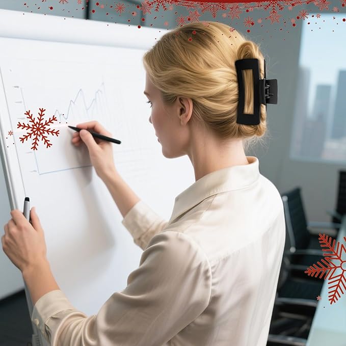 TOCESS 8 Pack Black Big Hair Claw Clips for Women Large Claw Clip for Thin Thick Curly Hair 90's Strong Hold 4.33 Inch Nonslip Matte Jumbo Hair Clips