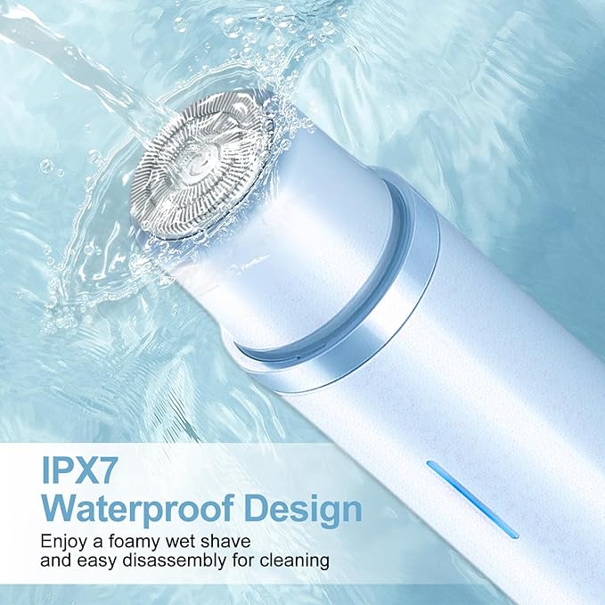 2025 New Bikini Trimmer for Women, 2 in 1 Dual Head Body Bikini Shaver, Ultra Low Silent, Painless & Cordless Hair Removal for Body , IPX7 Waterproof & Easy Cleaning for Shower & Travel (Blue)