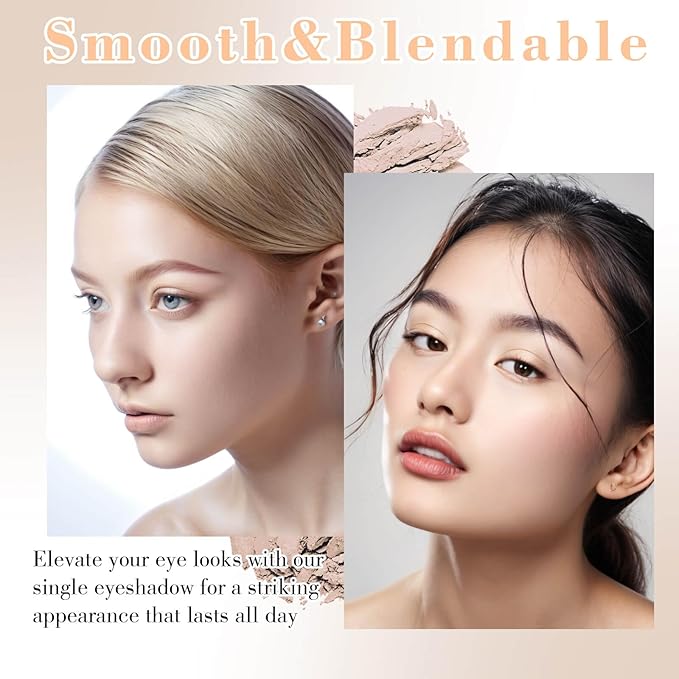 MEICOLY Beige Brown Eyeshadow with Mirror,Matte Eye Shadow Palette,Pressed Powder Single Eyeshadow for Women and Girls,Eye Makeup Eyelid Color,Long Wearing,Waterproof