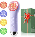 Facial Cleansing Brush: Rechargeable LED Electric Face Cleansing Brush with 4 Gentle Light Liquid Silicone Modes Face Scrubber Exfoliator,IPX7 Waterproof Ideal Gift for Men and Women-Purple