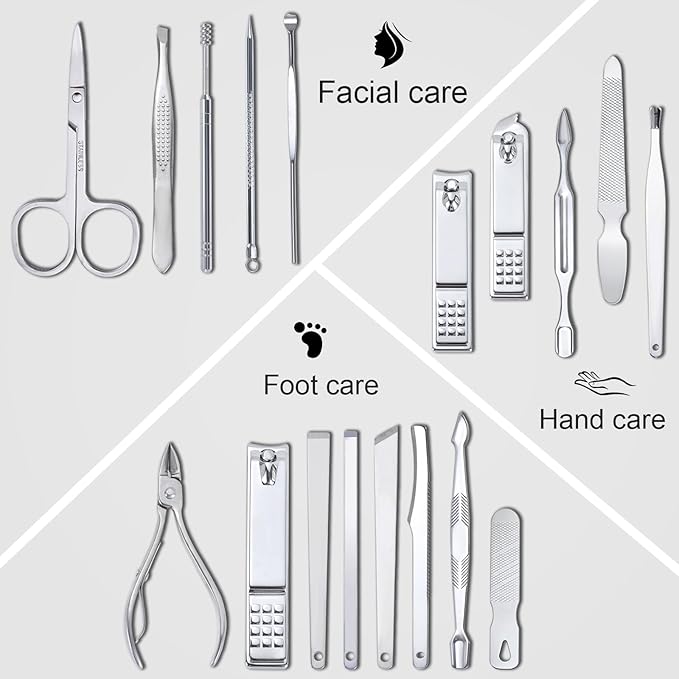 Nail Clippers Set Fingernail and Toenail Clipper Cutters Men's Accessories,Manicure Pedicure Kit Professional Grooming Kits,Nail Care Tools with Travel Case Gifts for Men Women