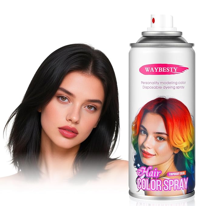 Temporary Hair Color Spray For Women Kids Men, Washable Temporary Hair Dye Spray One Day Hair Color Wax Non-Sticky For Cosplay Party DIY, Christmas Party, Halloween Crazy Hair Day (Black, 4.06 oz)
