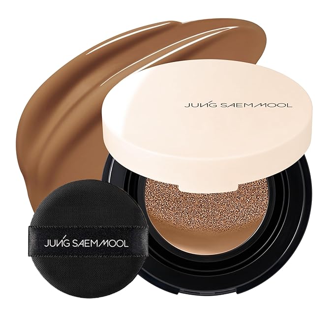 JUNG SAEM MOOL [ Mini ] Essential Skin Nuder Cushion Mini 36N Almond 0.17 Fl Oz, Natural Radiant Finish Cushion Foundation with Buildable Coverage, Lightweight Texture, Korean Foundation Makeup