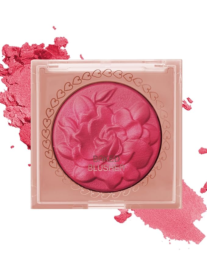 Baked Powder Blush, Lightweight Shimmery Highlight Blusher for Cheeks, Silky Smooth and Blendable Powder Blush Palette, Long-lasting All-Day Face Enhancing Makeup Color, Makeup Gift for Women Girls-06