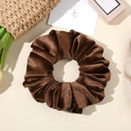 CEELGON Brown Big Velvet Scrunchie 6.5 Inches Jumbo Scrunchies Hair Ties Oversized Ponytail Holder for Thick Curly Hair Extra Large Hair Accessories for Women (Brown)