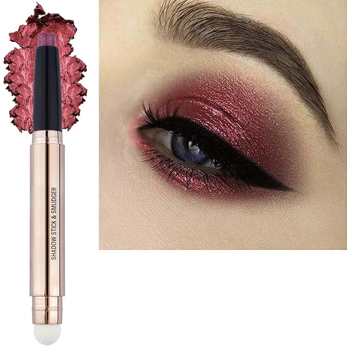 Romantic Red Eyeshadow Stick Makeup, Highlighter Matte Cream Eye Shadow Pencil, Waterproof Hypoallergenic Long Lasting Crayon, Glitter Primer Palette Shimmer Eyeliner Pen