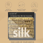 Suncdelv Silk,100% Silk Scrunchies for Hair,22 Momme Hair Ties for Anti-Crease & Breakage,Natural Women Hair Accessories，Fashion Hairbands 6PCS（Ancient Gold）