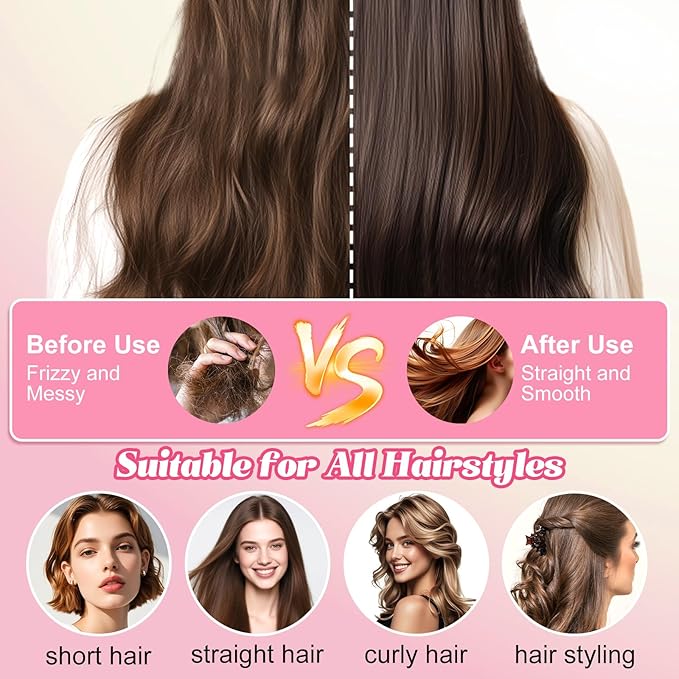 Self Cleaning Hair Brush, Retractable Cushion Massage Comb,Air Cushion Comb,Easy Clean,One-pull Clean Anti Static Brushs, Hairs Styling Tools for All Hairs Types (White)