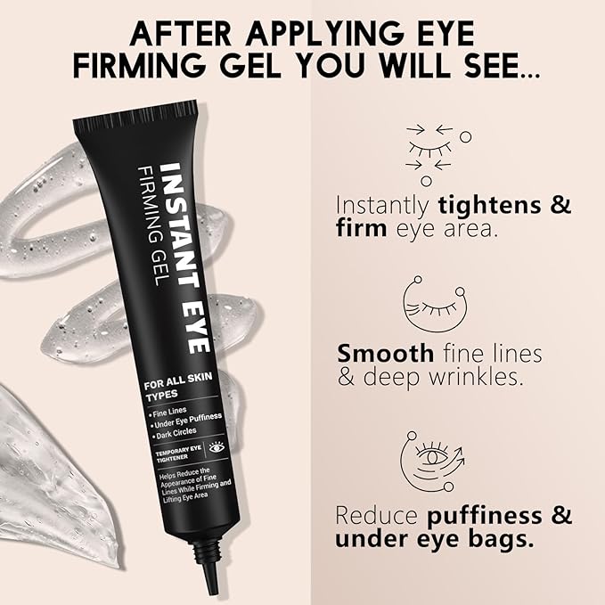 Instant Firming Eye Cream for Under Eye Bags and Puffiness, Dark Circles Treatment, Anti-Aging Eye Tightener, Temporary Face Lift, Reduces Fine Lines (1 Fl Oz)