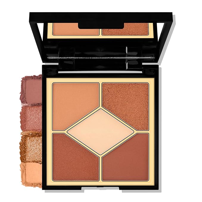 Boobeen 5-Color Eyeshadow Palette, Brown Neutral Tones with Matte Shimmer Glitter Finishes, Long-Lasting Everyday Makeup Palette，Blendable & Pigmented,Travel-Friendly