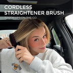 TYMO Porta Cordless Hair Straightener Brush, Portable Mini Straightening Brush for Travel, Negative Ion Hot Comb Hair Straightener for Women, Lightweight to Carry Out, USB Rechargeable, Black