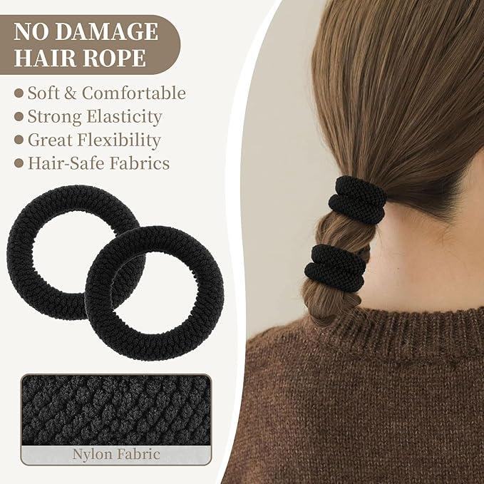 10 Pcs No Damage Hair Ties Thick Hair Elastic Rubber Bands Hair Accessories Scrunchies Seamless for Women