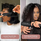 Tome Steam Hair Straightener Brush, 3-in-1 Ionic Straightening Comb with 2 Steam Levels, 3 Heat Settings (356°F–428°F), Dual Voltage 110-240V, Anti-Scald Design for Frizzy & Curly Hair Color Black