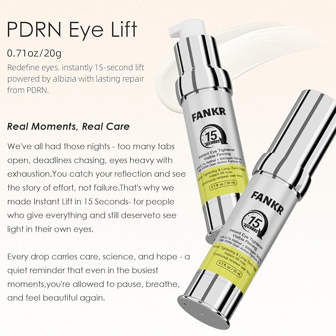 15-Second Instant Eye Lift Cream with Sodium DNA & 0.1% Retinal | Rapid Tightening for Eye Bags & Fine Lines | Dual-Action Firming + Long-Term Repair | Caffeine, Peptides & Collagen Complex | 0.7fl oz