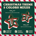 White Green Red Star Hair Clips Accessories for Girls Women Kids, Metal Snap Barrettes Cute Colorful Pins for Party Rave Large & Small Size 36pcs (Christmas)