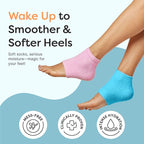 ZenToes Moisturizing Socks for Cracked Heel Treatment, Vitamin E, Olive Oil and Jojoba Oil Heel Socks, Stocking Stuffers for Women, Spa Self Care Gifts for Women (Fuzzy Blue and Pink, Regular)