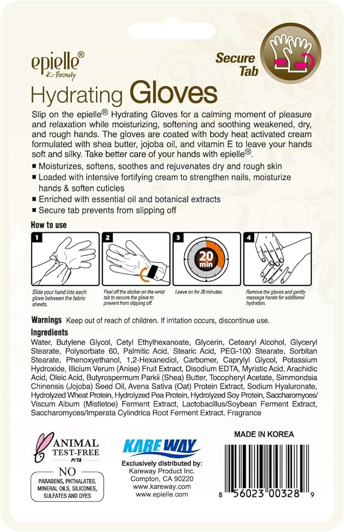 Epielle Hydrating Hand Mask 6 Pairs, Relieve and Soften with Shea Butter & Jojoba Oil, Deep Moisturizing Gloves for Dry, Cracked Hands, Self Care Gifts for Women, Spa Kit, Stocking Stuffers