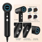 Professional High Speed Ionic Hair Dryer | Ultra-Fast Drying | Low Noise | 110000 RPM |Metal Body |Household Travel| Compact Blow Dryer with Magnetic Diffuser for Faster Drying All Hair Types