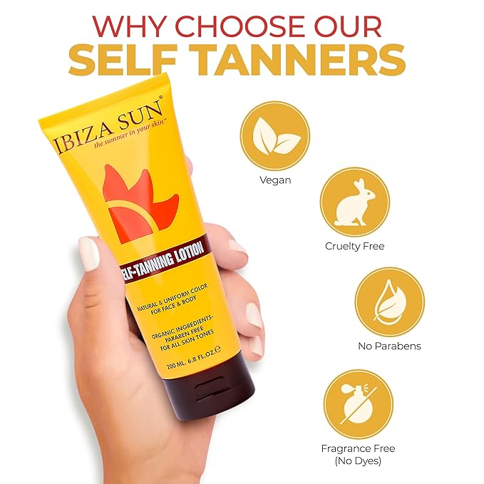 Self-Tanning Lotion – Organic Sugar Cane DHA, Vitamin E Moisturizer, Paraben-Free, Fragrance-Free, Vegan Sunless Tan Lotion for Healthy Golden Glow